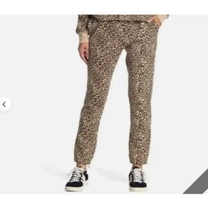 Socialite Brushed Fleece Jogger Lounge Pants Brown Leopard High Rise Size MEDIUM
